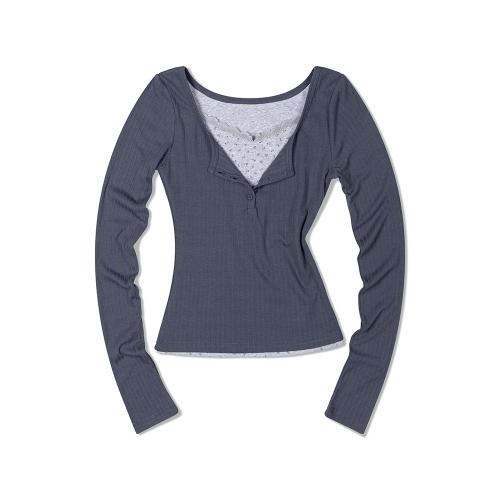 플로랄 레이어드 슬리브 (NAVY)