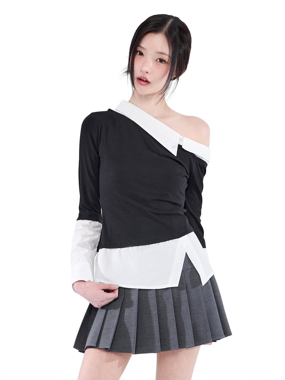 One-Shoulder Layered Top (Black)