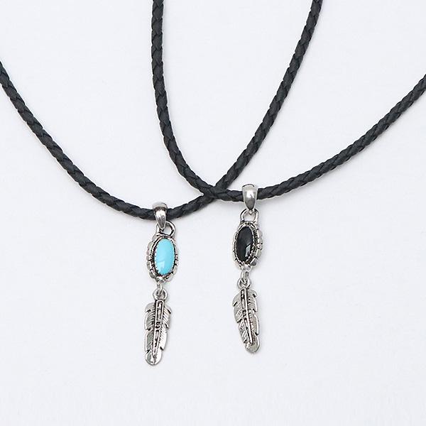 N0244 오닉스 깃털 펜던트 남자 가죽 목걸이 2종