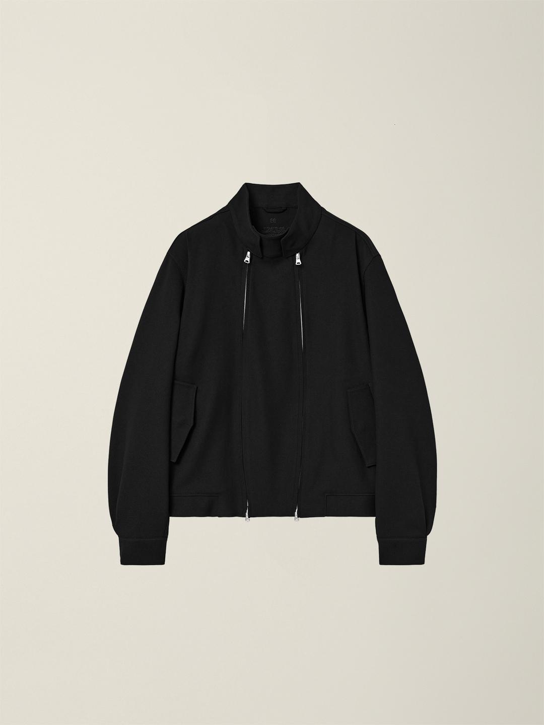 DOUBLE ZIP HARRINGTON JACKET  BLACK
