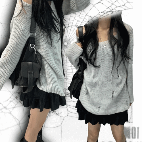 [추천/전컬러 소장] 데미지 네트 니트 (2color)