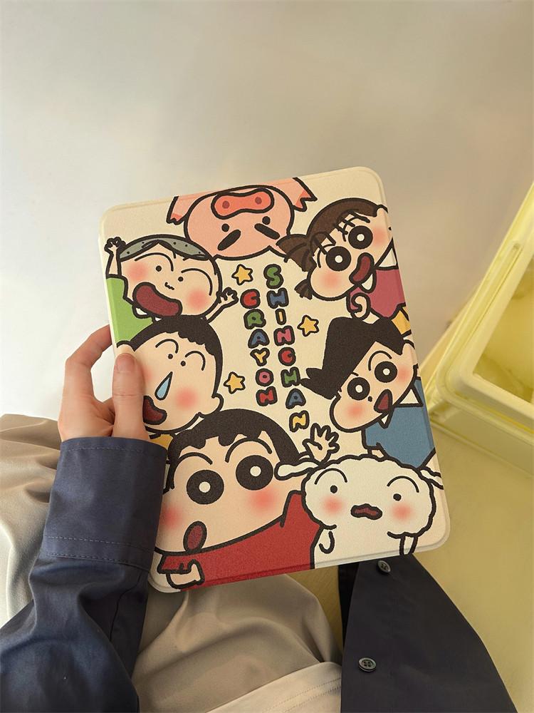 아곰케이스 짱구와 친구들 일러스트 펜슬수납 아이패드 에어 4/5 케이스