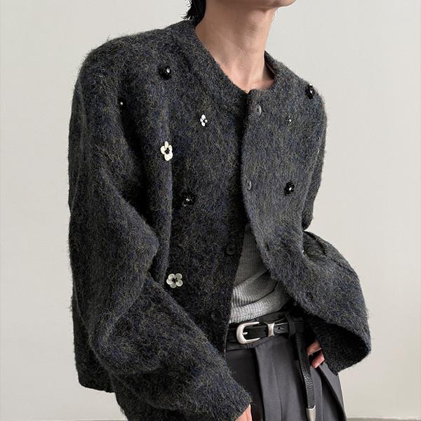 플라워 비즈 가디건