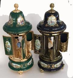 Carousel Mosque with Ballerina in Blue or Wine, Sevres style