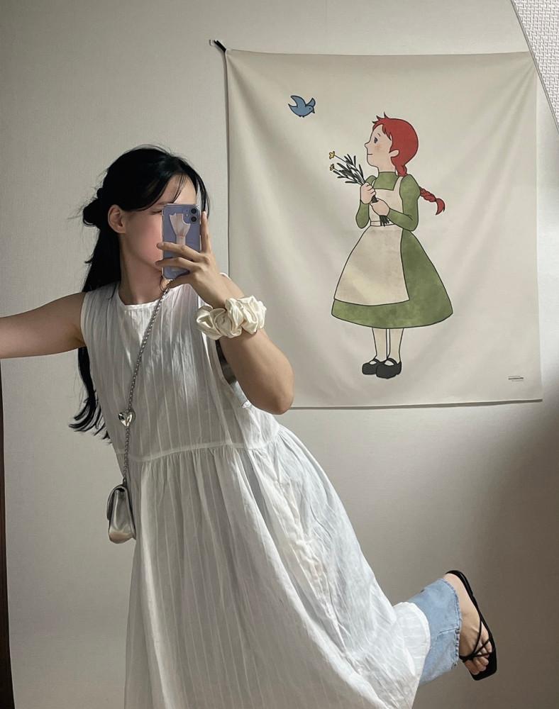 뒷 리본 레이어드 원피스