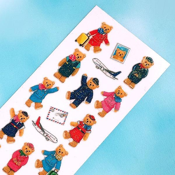 [베어 승무원 ZR 348] 스티커펀 반짝이펄 스티커