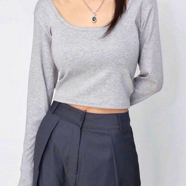 [당일출고] 센슈얼 데일리 소프트 딥U넥 크롭긴팔티 (5color)