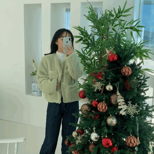 [안감누빔] 메로나 뽀글이 부클 양털 노카라 숏 크롭 자켓 [1color]