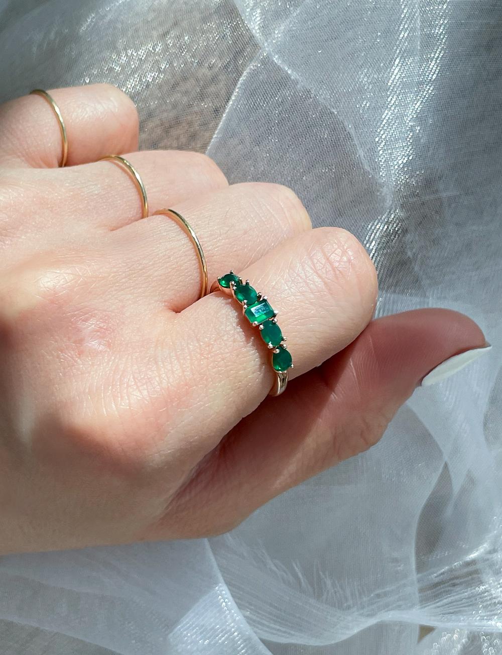 14K 18K 커넥트 그린 오닉스 반지