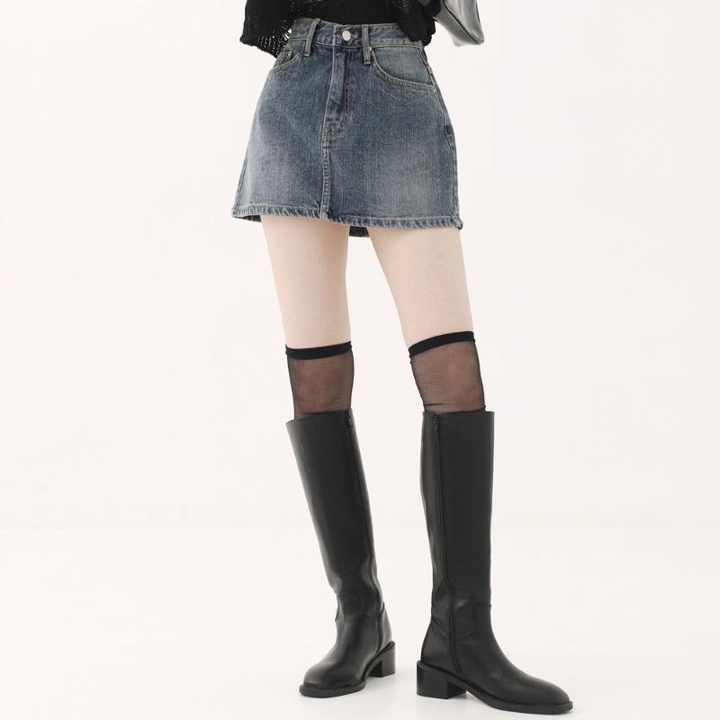 디즐 워싱 데님 스커트