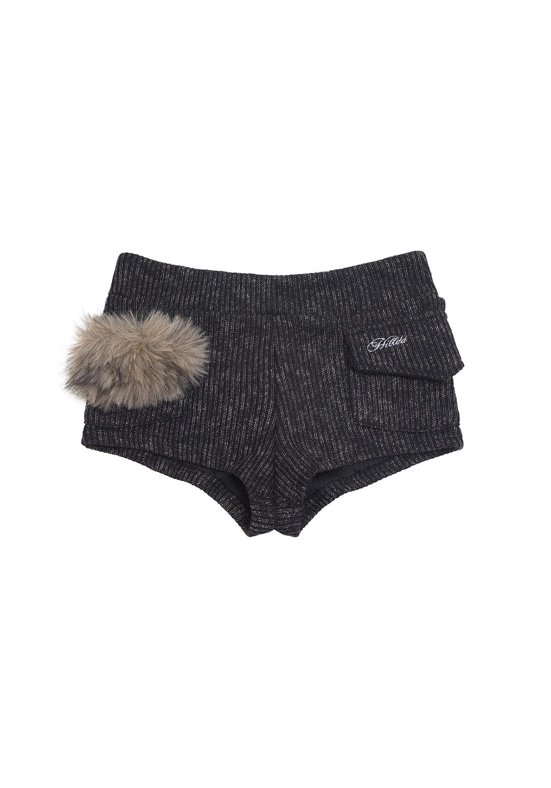 Fur Knit Shorts [Black]