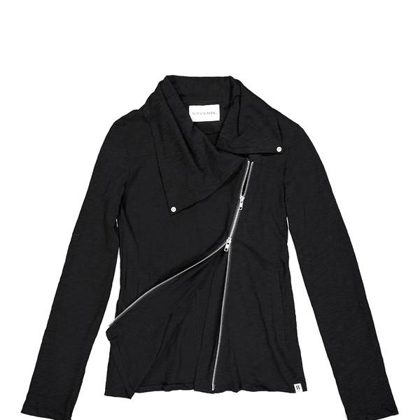 Drape Collar Zip Up (BLACK)