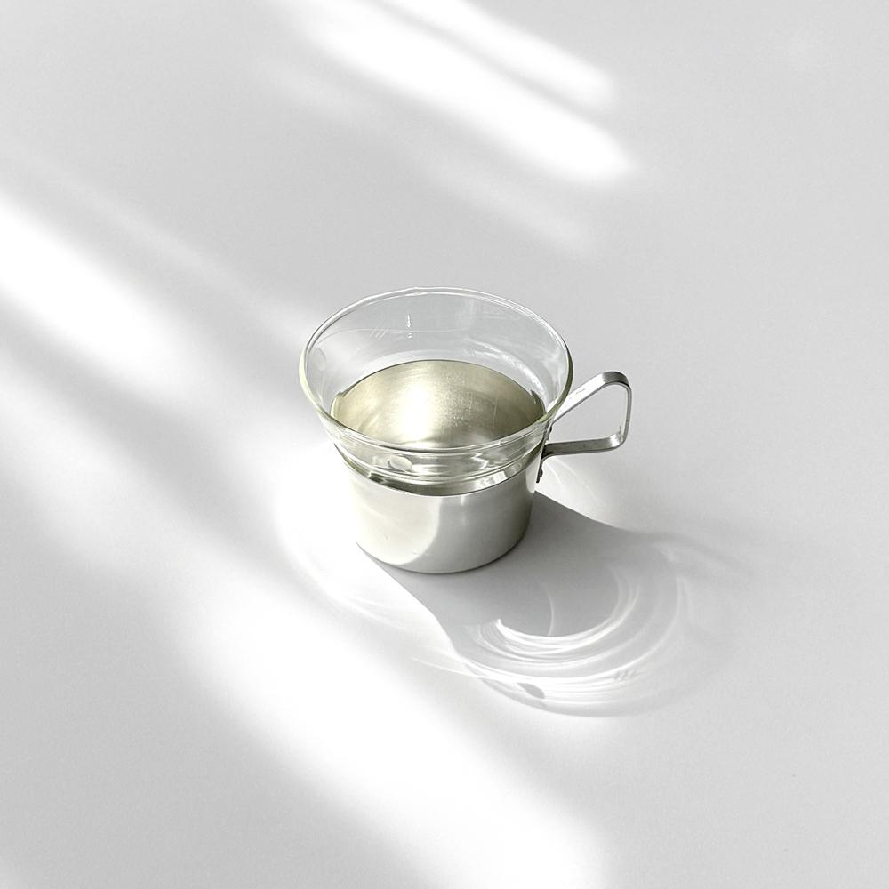 1950s DDR Silver Metal And Glass Cup Set