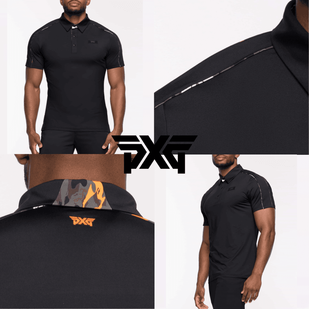 PXG 에슬레틱 핏 BP 페어웨이 카모 패널 폴로 골프 라운딩 티셔츠 블랙
