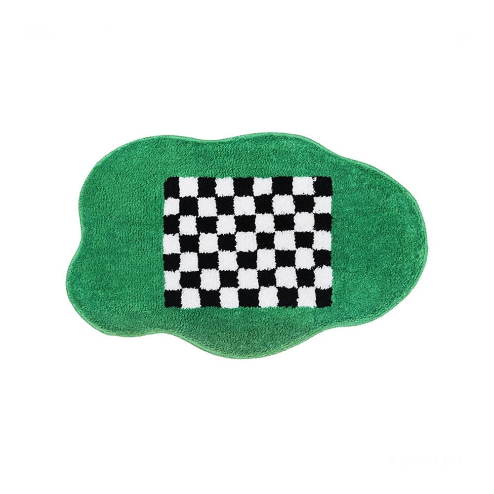 Green Check Flower Rug 그린 체크 유니크 러그
