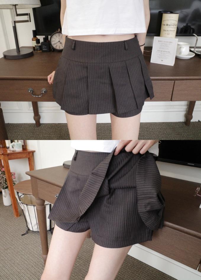 묘랑 stripe pleats skirt pt