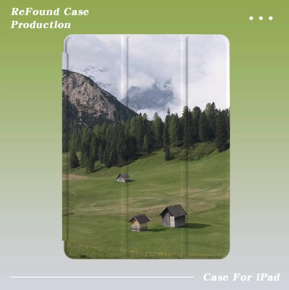 Grassland Snow Mountain Niche 고요한 초원 풍경 아이패드케이스
