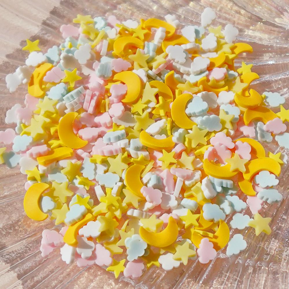 엔젤릭 트윈스타 토핑 / 달 별 구름 파스텔 폴리머클레이 파츠