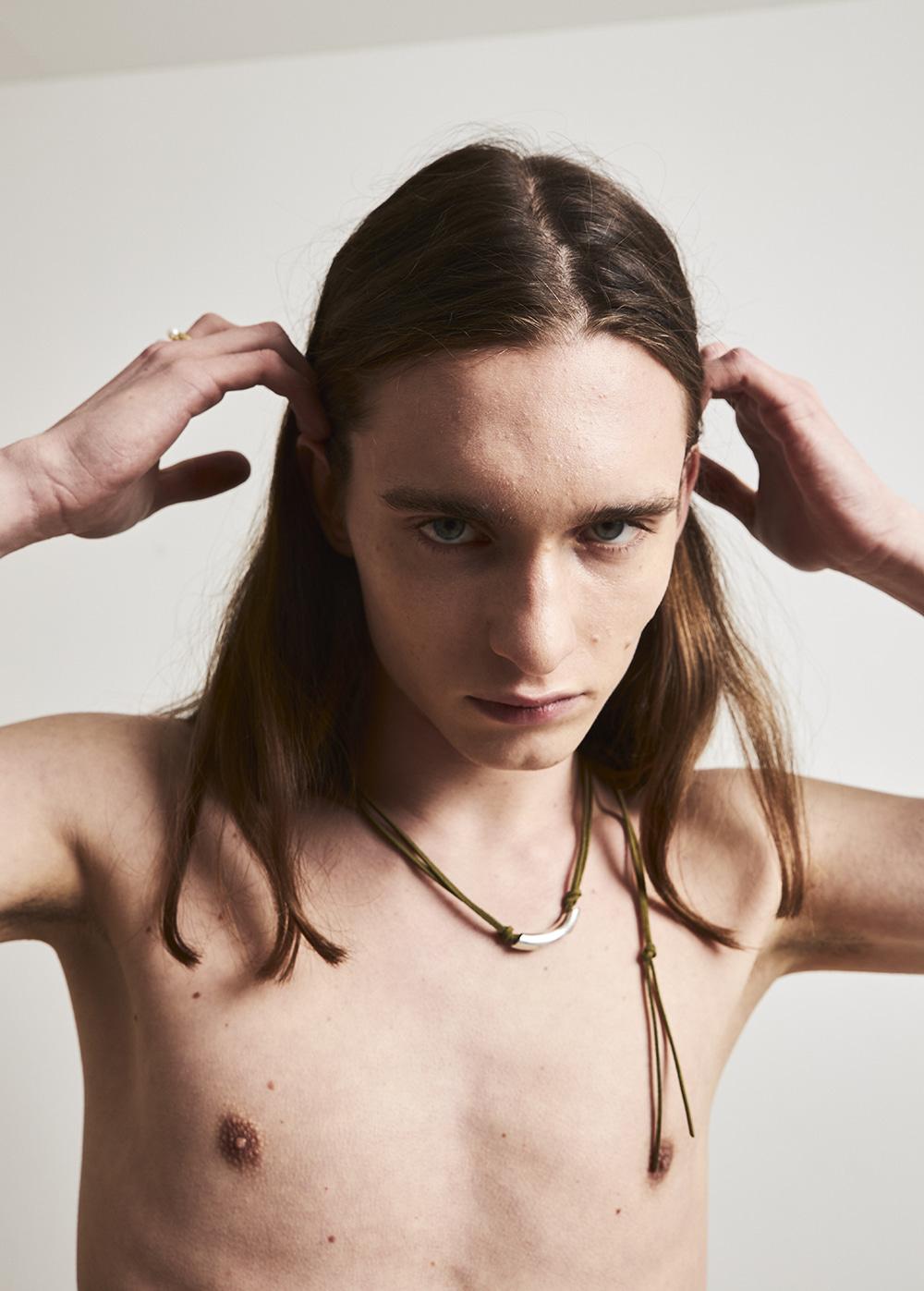 Khaki suede LOWL pendant necklace