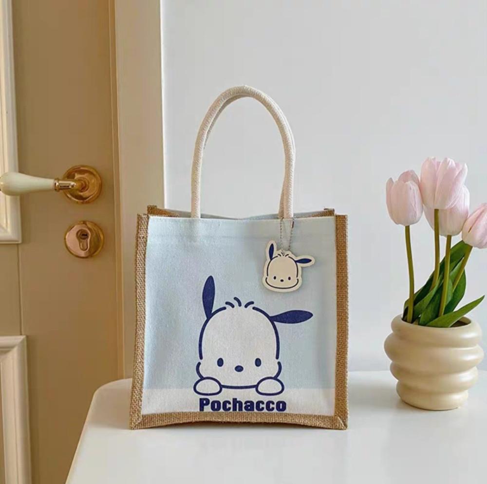 산리오 포차코 린넨 삼베 가방 토트백 핸드백
