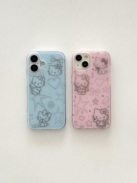 Cute Cartoon Blue Pink Stars Wings Ribbons Bowknot KT Case