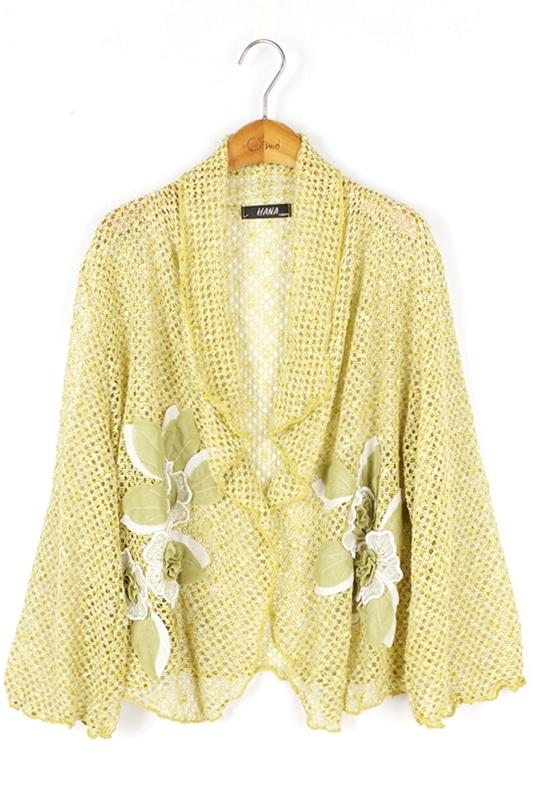 HANA 입체 플라워 스팽글 유니크 펀칭 7부 가디건 WOMAN_M