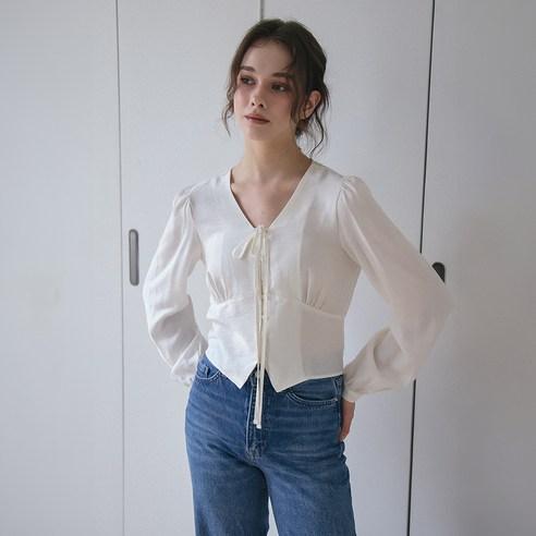 벰버 V-NECK 리본 블라우스 - 블라우스/셔츠 | 쿠팡