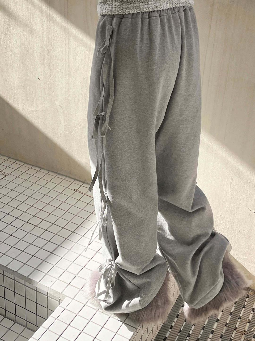 특기모 리본 와이드팬츠