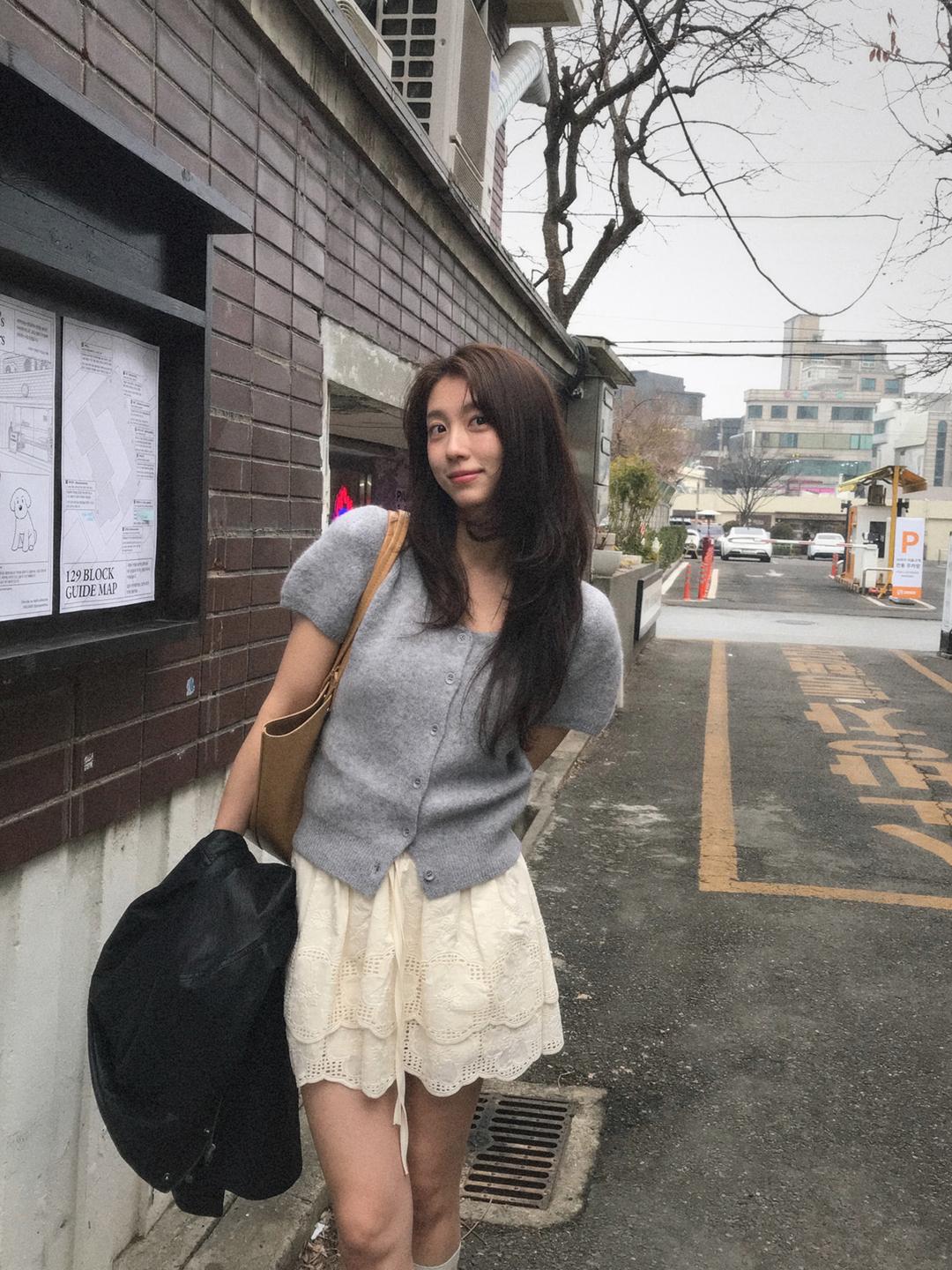 Hazel hairy half cardigan [gray]