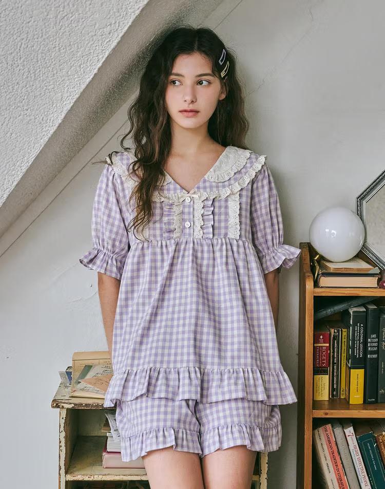 사샤 반팔 투피스 라벤더 (32수)