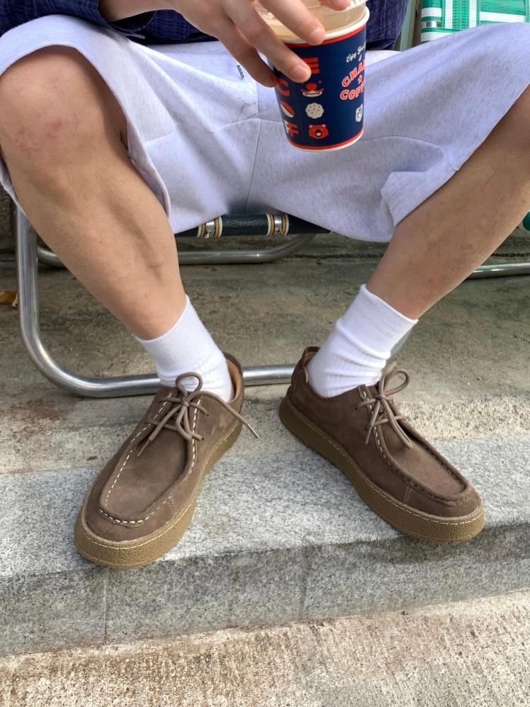Ox plain track suede loafer
