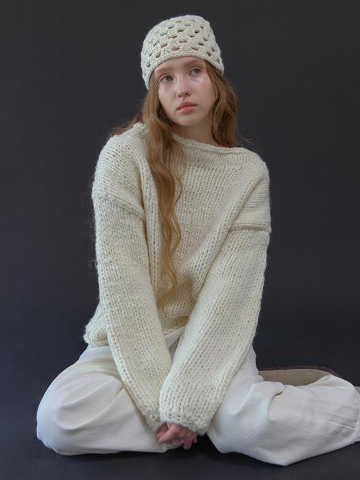 heavy handmade knit set (cream)
