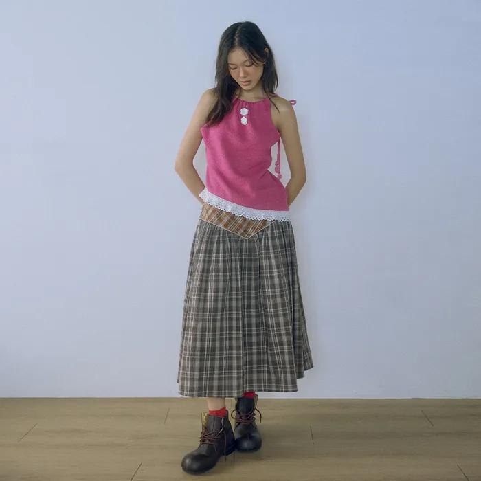 Patch-Work Picnic Skirt_Brown