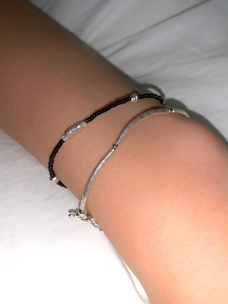 (silver925/ 2color) beads bracelet 블랙 밀크 비즈 팔찌