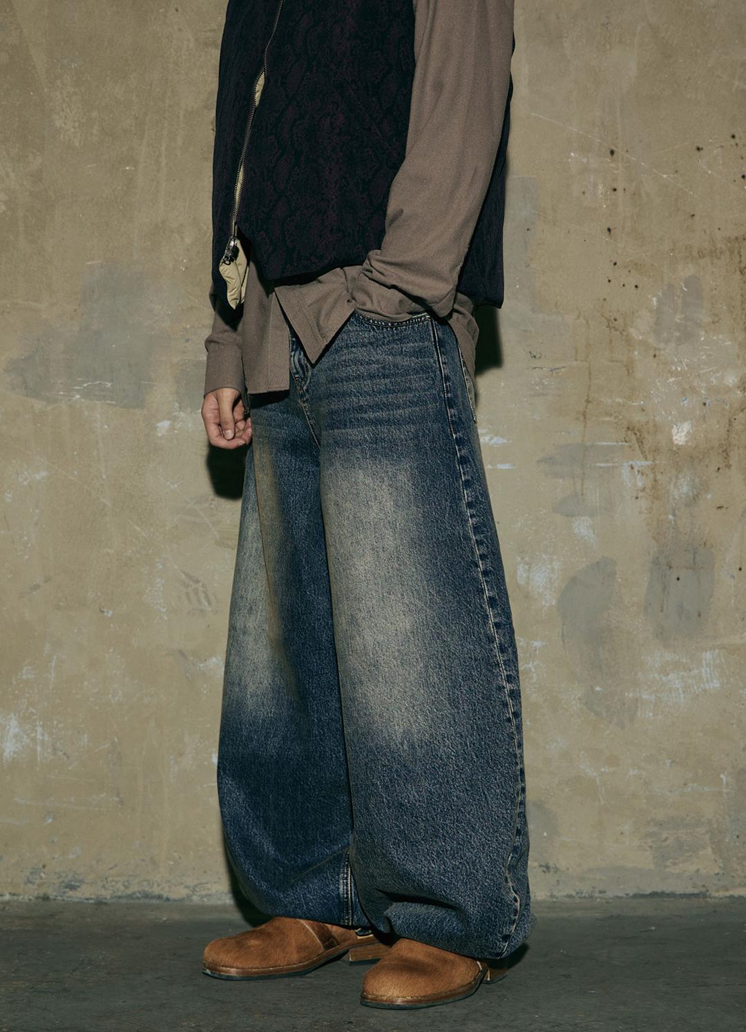 BALLOON FIT DENIM PANTS (BROWN TIN WASHED)