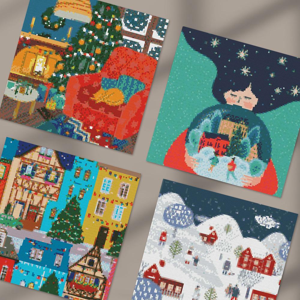 보석십자수 비즈 큐빅 캔버스형 패브릭 해바라기 취미생활 크리스마스