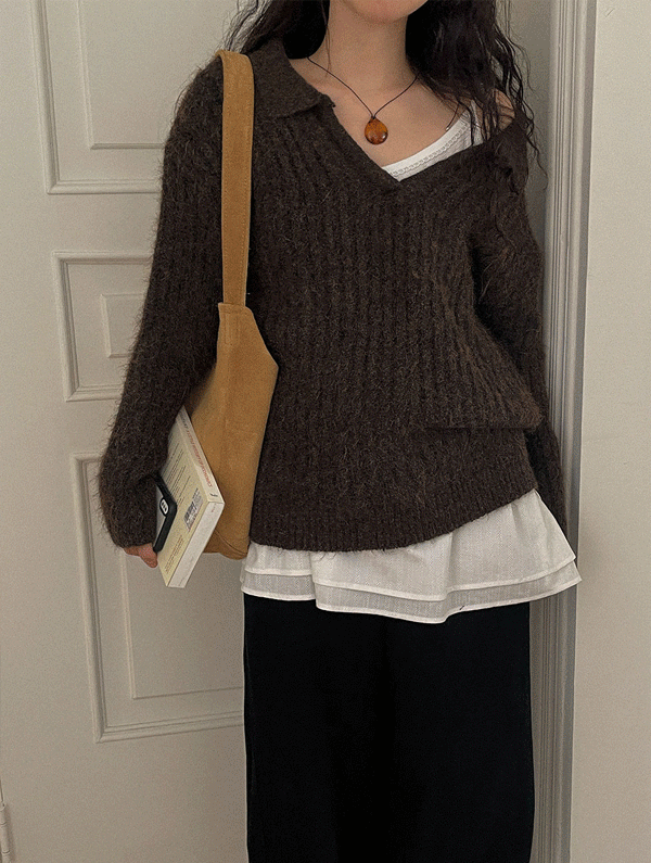 스프링콤마 [연말룩] 시카고 카라골지울니트 (12월 11-12일 순차 발송예정)