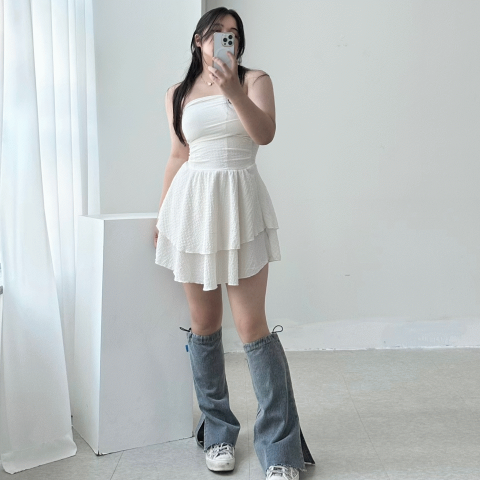 셔링 튜브탑 원피스