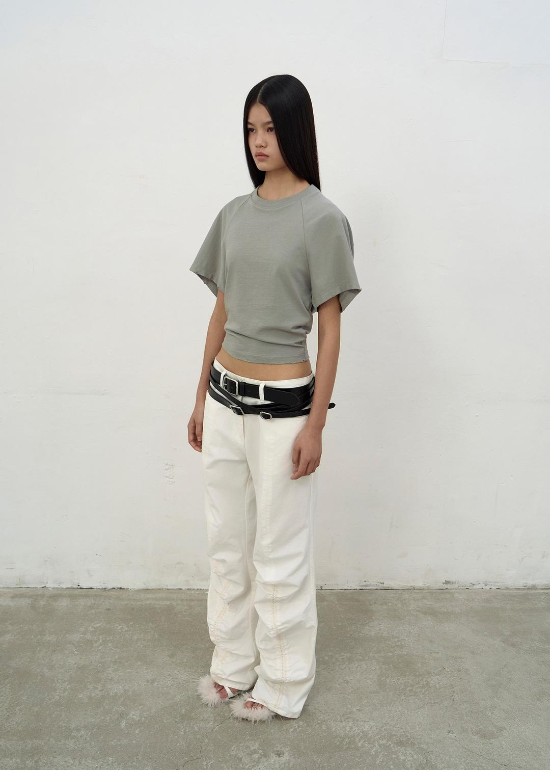 WASHED RAGLAN T-SHIRT (LIGHT GREY)