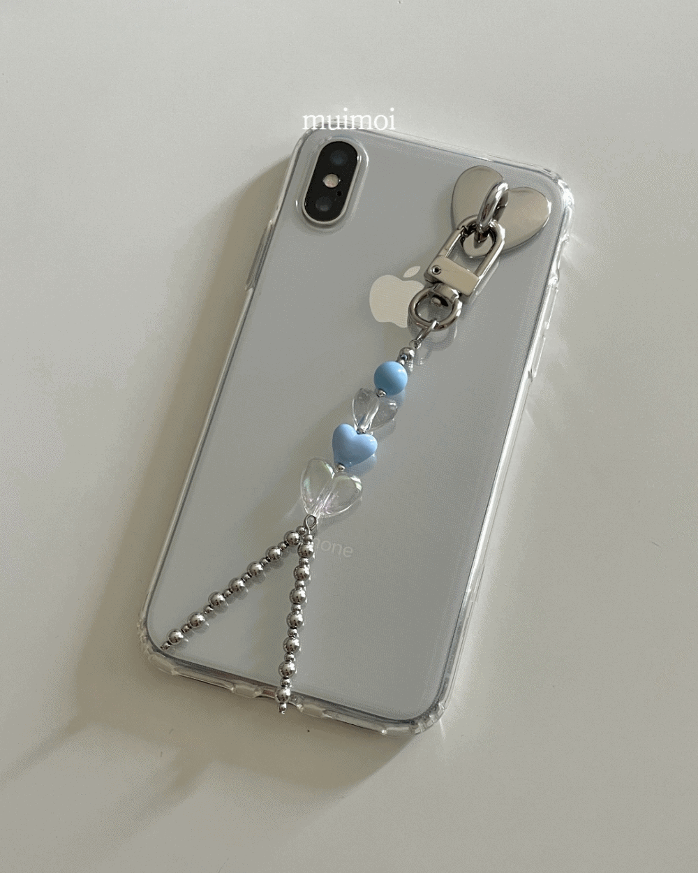 ✨자체제작/고리선택✨ 무이 하트 블루 실버 볼 핸드폰 줄 스트랩 키링