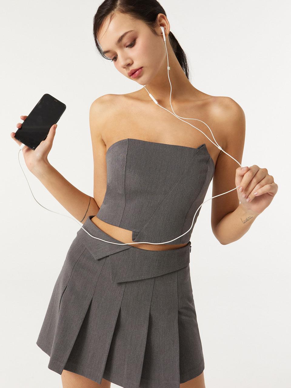[23SS] 절개 디테일 튜브 탑_CHARCOAL