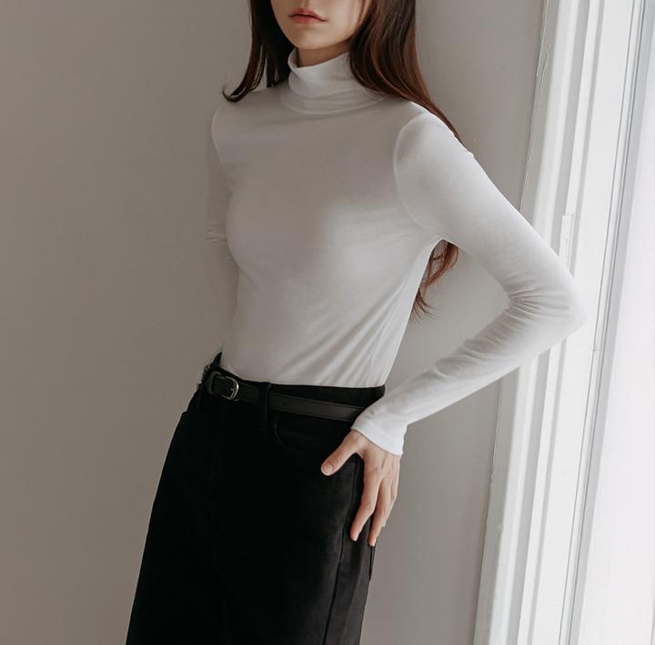 커먼유니크 [4만장돌파/+기모ver] 로셀 베이직 하이 넥 티 - 2 타입 (가을/겨울/간절기/폴라티/기모폴라티/기모티셔츠/기모목폴라/기모티/데일리룩)