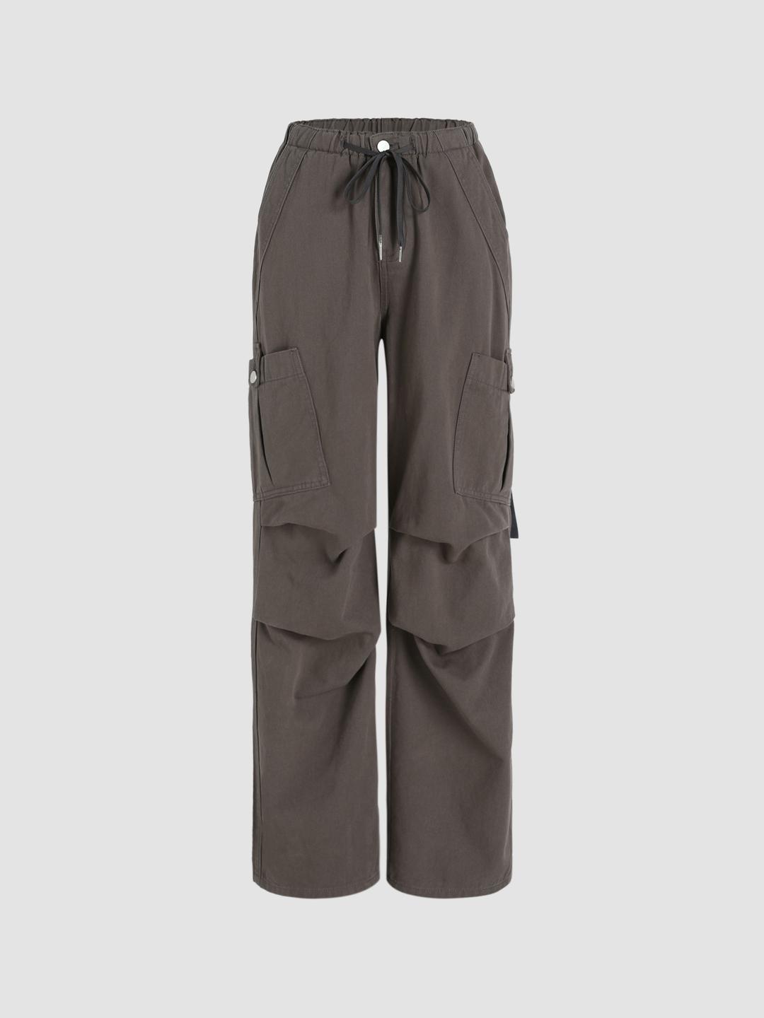 Denim Drawstring Cargo Pants