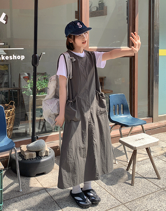 바온 텔러 나일론 카고 롱 원피스 (3color)