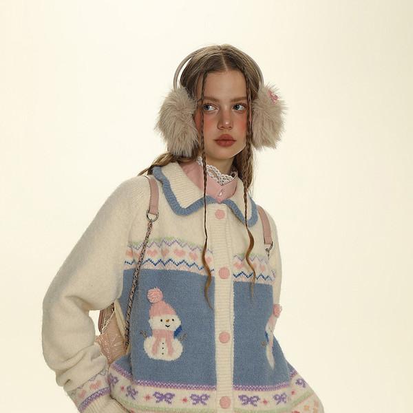 Snowman Turtleneck Cardigan