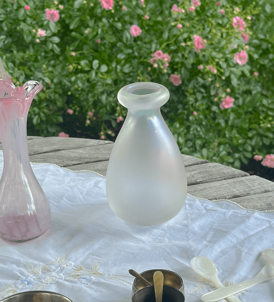 Iridescent Art Glass Teardrop Vase