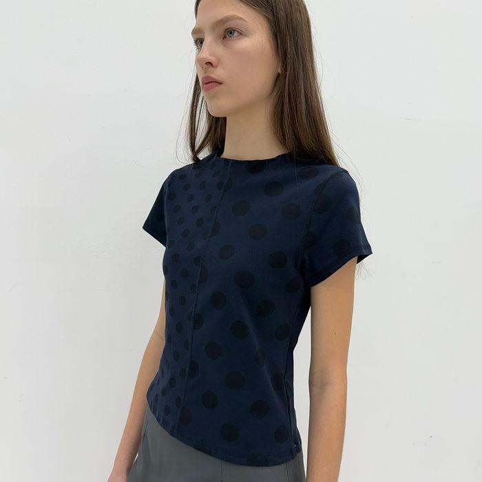 MIX DOT ALL-OVER PRINTED SHORT SLEEVE TEE_NAVY