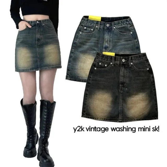 [숏,기본][S~2XL] y2k vintage washing mini sk! 4col
