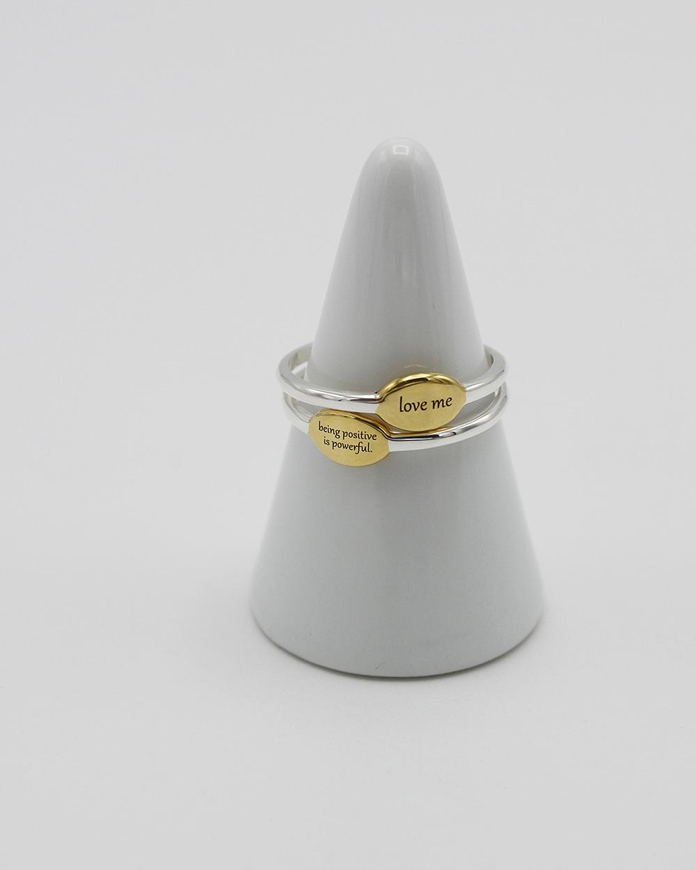 COMBI LETTER RING - 925 SILVER