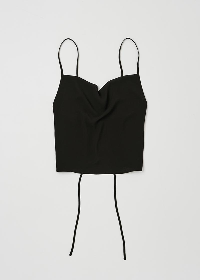 DRAPED SLEEVELESS CHIFFON TOP IN BLACK